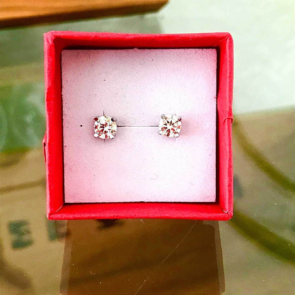 Moissanite Stud 925 Sterling Silver Earrings .50 ct